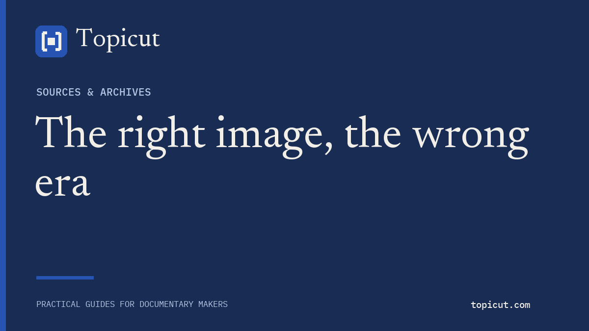 Avoid the right-looking archive image from the wrong time or place Topicut editorial cover: The right image, the wrong era